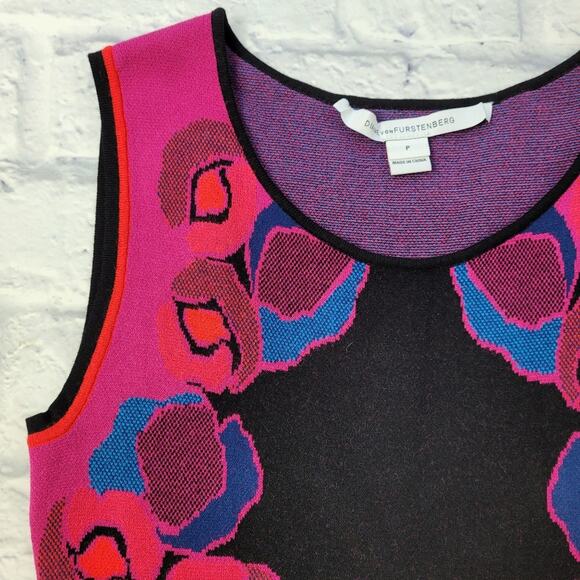 Diane von Furstenberg Abstract Floral Jacquard Fit & Flare Dress sz Small Petite - Picture 7 of 16
